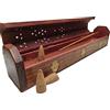 Aromasenses.- Portaincenso in legno intagliato Portacenere | Bruciatore a cono integrato 30,5 x 5,7 x 6,7 cm (MANO DI FATIMA)