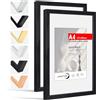HIMEETIME® 2x Cornice A4 legno Nero per Immagini 15x20 cm o 21x29.7 cm