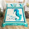 Homemissing Set di biancheria da letto con cavalluccio marino oceano marino copripiumino oceano creature oceaniche trapunta mare subacqueo copriletto decorazione camera da letto king size con 2 federe