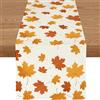 YCOLL Runner Tavolo Autunno 40x300 cm Tovaglia Autunnale Arancione in Lino con Foglie d'Acero, Lavabile e Resistente all'Acqua, per Tavolo Cucina, Interni Esterni, Feste o Decorazioni Autunno
