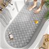 HITSLAM Tappetino Vasca Antiscivolo, Design Ovale Grigio, 88x40 CM | Ideale Per Doccia, Con Bolle Massaggianti, Materiale Senza BPA, Resistente Alla Muffa, Facilmente Lavabile In Lavatrice