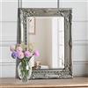 Agenzia 14 Piccolo specchio da parete rettangolare decorato antico 42 cm x 53 cm (argento)