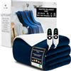 Get Trend Coperta Riscaldante Elettrica King 230x265 cm, Plaid in Pile Sherpa, 9 Livelli, Timer 12 Ore, Riscaldamento Elettrico Rapido, Idea Regalo Cosy (Blu Navy, King EU)