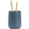 Yew Design portaspazzolini e portadentifricio con bicchiere, blu opaco, per bagno e lavandino - Organizer rotondo per spazzolini elettrici, filo interdentale, rasoi, dischetti di cotone e collutorio