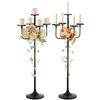 Romadedi Candelabro, portacandele alto, 119,4 cm, per candele a pilastro, centrotavola per decorazione casa, soggiorno, campagna francese, vintage, rustico, 2 pezzi