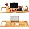 Generico Mensola Regolabile Per Vasca in Bambù, Bagno Arredo Organizer Portaoggetti, Tablet Libri Riviste Portabicchieri Portasapone, Estensibile Misura da 70 a 103 Cm