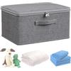 FENGCHUANG Scatola con lucchetto 30CMx20CMx14CM Scatole Pieghevoli Con Coperchio a zip, Scatole per Vestiti, Cesto Portaoggetti per Riporre Indumenti e Diancheria da letto, Grigio