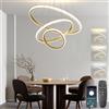 BRIMETI Lampadario a Sospensione per tavolo da pranzo a LED Lampada a Sospensione Nordico Moderno a LED da Soffitto Dimmerabile 3 Luci 45W, per Soggiorno Sala da Cucina Stanza degli Ospiti (Oro)