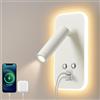 AWEKLIY Lampada da Parete a LED, Lampada da Lettura da Comodino, Con interruttore dimmer touch e porta di ricarica USB A+C, Lampada da comodino per camera da letto e hotel (3W 3000K+7W 6000K) Bianco