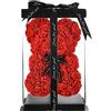 Fake flowers Orsacchiotto di rosa orso rosa per le donne della mamma regali delle sue ragazze della madre orsacchiotto di rosa fatto a mano rosa san valentino regali di compleanno orso rosa scatola (rosso)