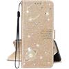 SEHEYA Compatibile con Motorola Moto G86 5G Cover Libretto Brillantini Star Planet Universo Motivo Custodia PU Pelle Glitter Portafoglio a Libro Donna Flip Case Magnetica Caso, Oro