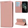 Cavor Cover Compatibile con iPhone 11 PRO Cover con Cordino,Flip Vera Pelle Portafoglio Custodia in Pelle,[4 Porta Carte][Magnetico] Custodia Libro - Rosa