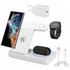 suonee Stazione di ricarica wireless per Samsung Galaxy S25, S24 Ultra, S23, S22, Note 20, Z Fold 7/6 - Stazione di ricarica wireless per Samsung Galaxy Watch 8, 7, 6, 5 e Buds (White)
