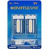 avmzvo Batteria ricaricabile da 9 V, 1350 mAh (2 pezzi) con ricarica rapida USB C ad alte prestazioni, per rilevatori di fumo, microfono, giocattoli, multimetro