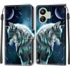 SIENIANLINE Cover per Xiaomi Redmi 13C 4G/5G PU Pelle Custodia Flip Lupo | Flip in pelle PU, Chiusura magnetica, Supporto regolabile, Scomparti schede, Protezione totale per Xiaomi Poco C65