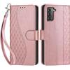 SIENIANLINE Cover per Samsung Galaxy S21 Plus custodia portafoglio Cubo - Oro Rosa | 3 scomparti carte, 1 tasca banconote, Chiusura magnetica, Supporto, Pelle PU flip cover per Samsung S21 Plus