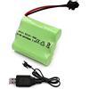 Gecoty® Batteria da 3.6V, Batteria ricaricabile Ni-MH AA 2400mAh con cavo di ricarica USB e spina SM 2P per giocattoli telecomandati, illuminazione, utensili elettrici, elettrodomestici