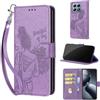 SIENIANLINE Cover per Xiaomi 14T Pro custodia portafoglio Viola | 3 scomparti carte, 1 tasca banconote, Chiusura magnetica, Supporto, Pelle PU flip cover per Xiaomi 14T Pro