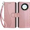 SIENIANLINE Cover per Honor X9A 5G custodia portafoglio Cubo - Oro Rosa | 3 scomparti carte, 1 tasca banconote, Chiusura magnetica, Supporto, Pelle PU flip cover per Honor Magic5 Lite