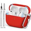 Inesore Compatible with AirPods Pro 3 Case - Magnetic Noble Red | Silicone Protective Case Cover for Apple Air Pod Pro 3rd (2025), Magnetic Lid Lock Design, with Cleaning Kit