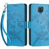 SIENIANLINE Cover per Redmi Note 9 Pro Max custodia portafoglio Farfalla - Blu | 3 scomparti carte, 1 tasca banconote, Chiusura magnetica, Supporto, Pelle PU flip cover per Redmi Note 9S