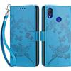 SIENIANLINE Cover per Xiaomi Redmi Note 7 custodia portafoglio Farfalla - Blu | 3 scomparti carte, 1 tasca banconote, Chiusura magnetica, Supporto, Pelle PU flip cover per Redmi Note 7