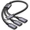 KiWiBiRD Splitter USB C a 3 porte, adattatore con connettori USB C maschio a USBC femmina, cavo per trasferimento dati e ricarica, compatibile con laptop, Mac, PS5, tastiera, mouse, stampante