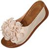 SHLivweary Sandali da donna senza lacci con plateau, con zeppa floreale estiva, eleganti ciabatte aperte in punta, casual, alla moda, da spiaggia, Beige, 40.5 EU