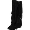 Generic Stivali da cowboy da donna in pelle scamosciata, a metà polpaccio, larghi, stile invernale con frange con tacco grosso, moda casual taglie forti con booster interno