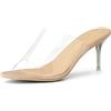 Allegra K Sandali da donna con cinturino trasparente con tacco a spillo e plateau, punta aperta, Beige, 41 EU