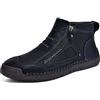 BIKETAFUWY Stivaletto da uomo in pelle con zip, tomaia traforata, scarpe sportive da uomo in alto, da basket, da corsa con cerniera, stivaletti da esterno, sneakers morbide per il tempo libero, suola piatta, da