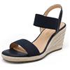 DREAM PAIRS Sandali Donna Zeppa Espadrillas | Tacco zeppa 8,1 cm, soletta in lattice, cinturini elasticizzati, suola testurizzata, design versatile per ogni occasione.