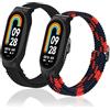 CHULN 2 Pezzi Cinturino Compatibili con Xiaomi Mi Band 8, Nylon Regolabile Sportiva Cinturini di Ricambio per Xiaomi Mi Band 8.