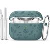 MoKo Custodia Silicone MoKo Per AirPods Pro 3,Incisione Fiori Carina,Verde