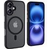tigratigro Cover Magnetica per iPhone 16, Compatibile con MagSafe, Custodia Traslucida Opaca Posteriore Sottile Antiurto Protettiva Case, Protezione Antiurto di Grado Militare, Nero