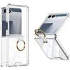SHIEID Custodia per Galaxy Z Flip 7 con supporto ad anello, custodia trasparente antiurto per airbag, custodia protettiva sottile trasparente per Samsung Galaxy Z Flip 7, trasparente