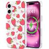 LCHULLE Cover Magnetica per iPhone 16 Compatibile con MagSafe Custodia Trasparente Rosa Fiocco per Ragazze Donne Cover protettiva Magnetica Silicone Case per iPhone 16 Fragola rosa