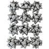 GMM Coccarde X Regalo, Fiocchi per Regali di Natale, Fiocchetti per Pacchetti Regalo Autoadesivi, Stelle Decorative per Natale, San Valentino e ogni ricorrenza, Diametro 4,5CM Adesivo 2CM 12 PZ Argento