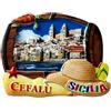 GMM Magnete Decorativo Cefalù, Veduta Panoramica con Cattedrale, Souvenir 3D Siciliano con Dettagli Marittimi