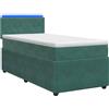 vidaXL Letto a molle con materasso verde scuro 90 x 200 cm in velluto