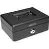 Rapesco SB0008B1 Cassetta Portavalori con Serratura, Metallo, 20 cm, Nero