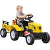 HOMCOM Trattore a Pedali per Bambini 3+ Anni con Rimorchio, Rastrello e Pala