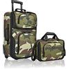 U.S. Traveler Rio Rugged Fabric Expandable Carry-on Luggage, Rolling Suitcase, Camouflage, 2 Wheel Set