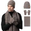 MAZELIKEHOOD Scarpa Cappello e Guanti Uomo 3 Pezzi Set Invernale Caldo Set Morbida con Guanti Touchscreen Cappello e Sciarpa Ideale Regalo per Uomo Natale o Compleanno