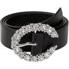 LOVIVER Cintura con fibbia strass Cintura in pelle PU moda Accessori per costumi Cintura con fibbia ad ardiglione per ragazze per jeans eleganti, nero