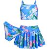 Arshiner Ragazze Bikini Set 3 Pezzi Costumi da Bagno Estivi Bambini Tre Pezzi Tankini con Gonna Stampa Floreale Costumi da Bagno Bikini per Bambina 11-12 Anni