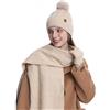 MAZELIKEHOOD Set Sciarpa Cappello Guanti Donna Inverno Caldo Cappello di Bobble con Sciarpa a Maglia e Guanti Tessuto Morbido e Comodo Accessori Moda Invernale Ideale per Regalo di Natale
