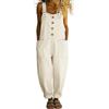 DOTBUY-SHOP Salopette Jeans Donna Estiva Lunga Stretch Tuta Intera Casual Pantaloni Lunghi a Gamba Larga Vintage con Tasche e Spalline Regolabili Jumpsuit per Tempo Libero (Bianco,S)