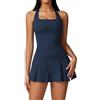 ABOCIW Abito da tennis da donna in 2 pezzi, set con minigonna con spacco laterale e canotta incrociata, da allenamento, abito da golf