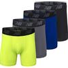 New Balance Men's 5 Performance No Fly Boxer Brief Underwear (4 Pack), Black/Hi-Lite/Team Royal/Lead, XX-Large
